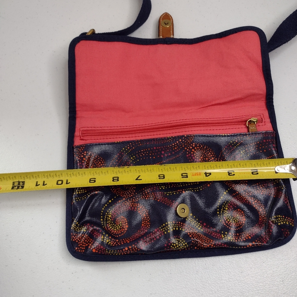 Fossil Slim Abstract Print Canvas Crossbody Shoul… - image 5